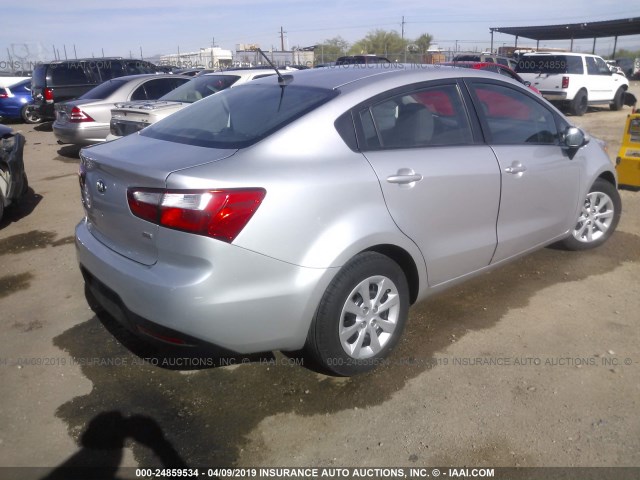 KNADM4A37F6442931 - 2015 KIA RIO LX SILVER photo 4