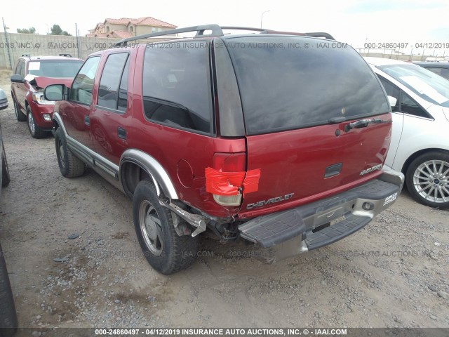 1GNDT13W9Y2136780 - 2000 CHEVROLET BLAZER BURGUNDY photo 3