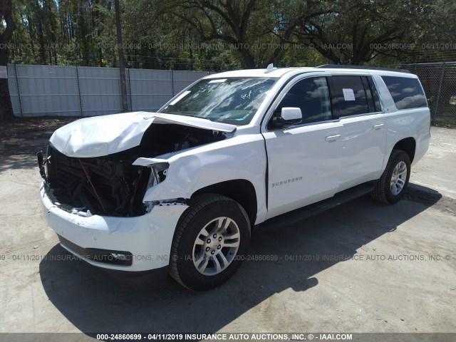 1GNSCHKC8KR235886 - 2019 CHEVROLET SUBURBAN C1500 LT WHITE photo 2