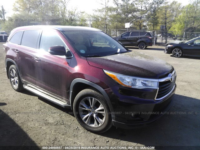 5TDJKRFH6ES061275 - 2014 TOYOTA HIGHLANDER XLE მუქწითელი ფოტო 1