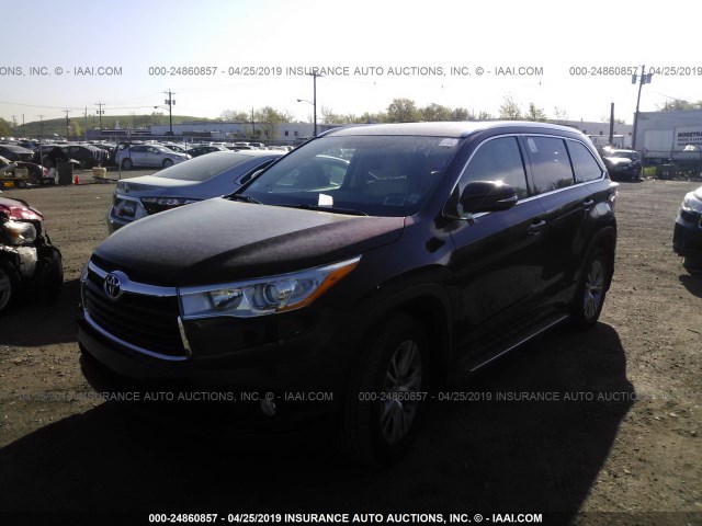 5TDJKRFH6ES061275 - 2014 TOYOTA HIGHLANDER XLE მუქწითელი ფოტო 2