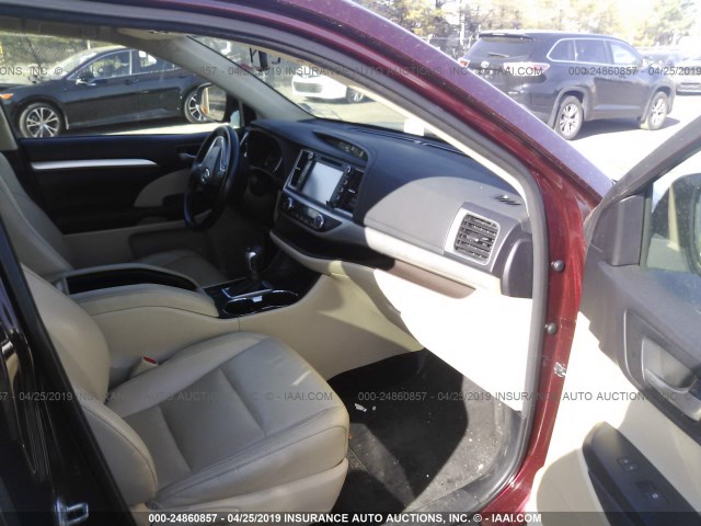 5TDJKRFH6ES061275 - 2014 TOYOTA HIGHLANDER XLE მუქწითელი ფოტო 5