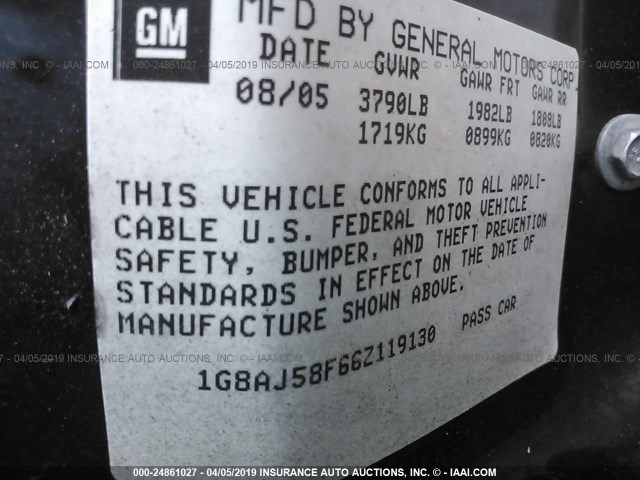 1G8AJ58F66Z119130 - 2006 SATURN ION LEVEL 2 银色 照片 9