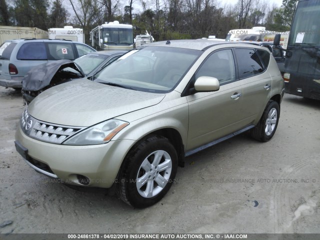JN8AZ08W47W605511 - 2007 NISSAN MURANO SL/SE/S GOLD photo 2
