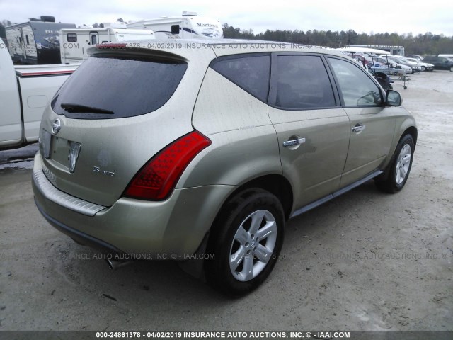 JN8AZ08W47W605511 - 2007 NISSAN MURANO SL/SE/S GOLD photo 4