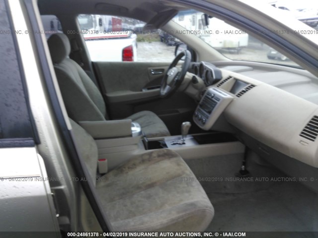 JN8AZ08W47W605511 - 2007 NISSAN MURANO SL/SE/S GOLD photo 5