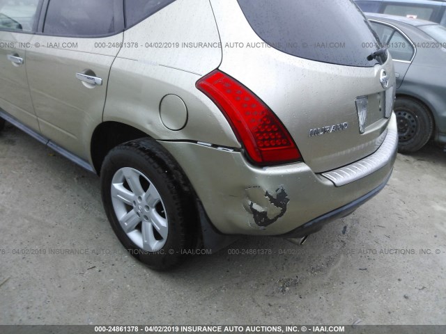JN8AZ08W47W605511 - 2007 NISSAN MURANO SL/SE/S GOLD photo 6