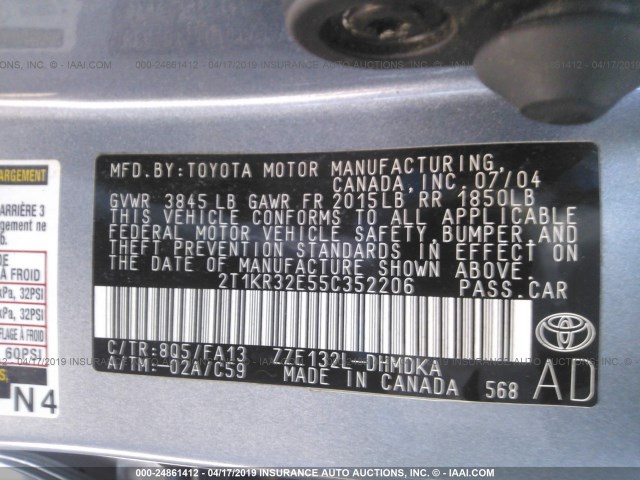 2T1KR32E55C352206 - 2005 TOYOTA COROLLA MATRIX XR BLUE photo 9