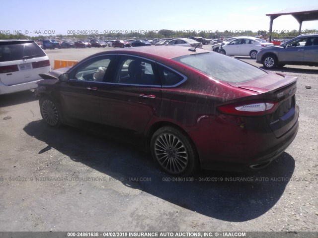 3FA6P0K9XER271341 - 2014 FORD FUSION TITANIUM MAROON photo 3