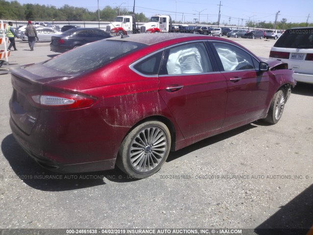 3FA6P0K9XER271341 - 2014 FORD FUSION TITANIUM MAROON photo 4