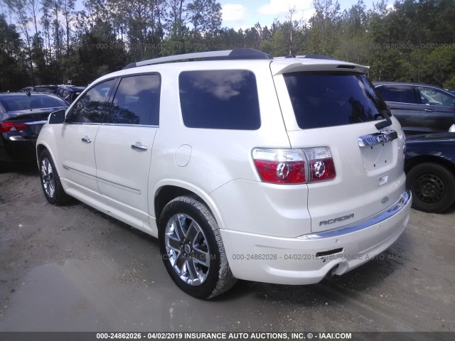 1GKKRTED1CJ223761 - 2012 GMC ACADIA DENALI WHITE photo 3