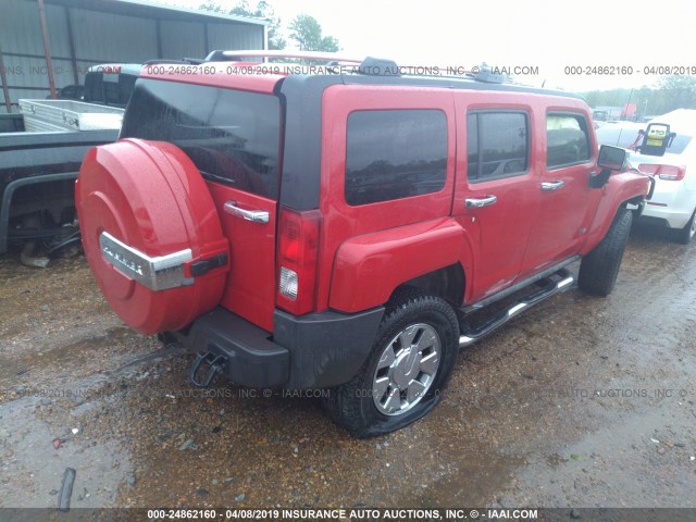 5GTEN13E688125403 - 2008 HUMMER H3 RED photo 4