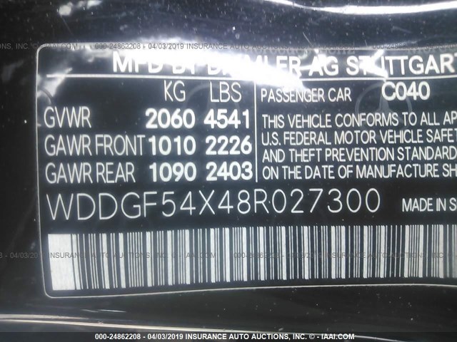 WDDGF54X48R027300 - 2008 MERCEDES-BENZ C 300 BLACK photo 9