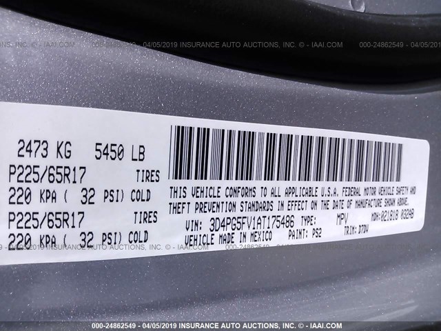 3D4PG5FV1AT175486 - 2010 DODGE JOURNEY SXT SILVER photo 9