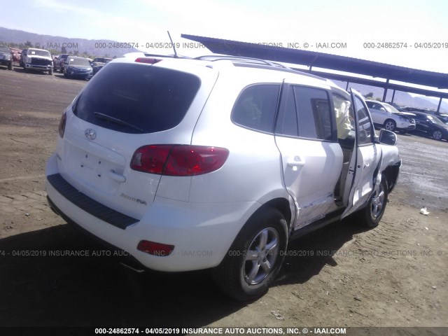 5NMSG13D87H051085 - 2007 HYUNDAI SANTA FE GLS WHITE photo 4