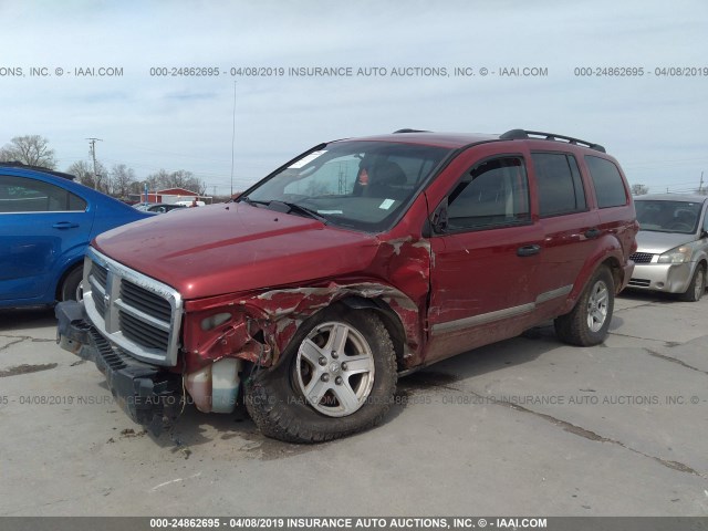 1D4HB48N46F167944 - 2006 DODGE DURANGO SLT RED photo 2