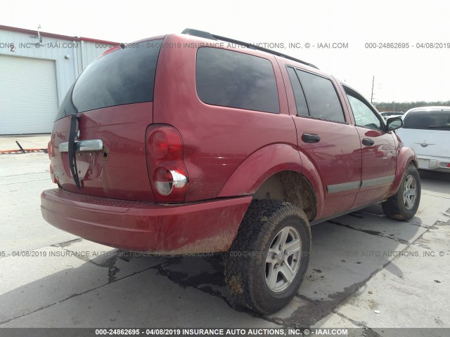 1D4HB48N46F167944 - 2006 DODGE DURANGO SLT RED photo 4