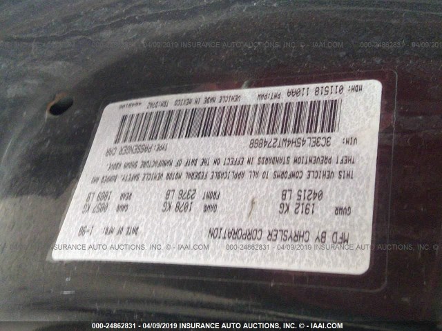 3C3EL45H4WT274868 - 1998 CHRYSLER SEBRING JX BLACK photo 9