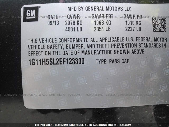 1G11H5SL2EF123300 - 2014 CHEVROLET MALIBU LTZ GRAY photo 9