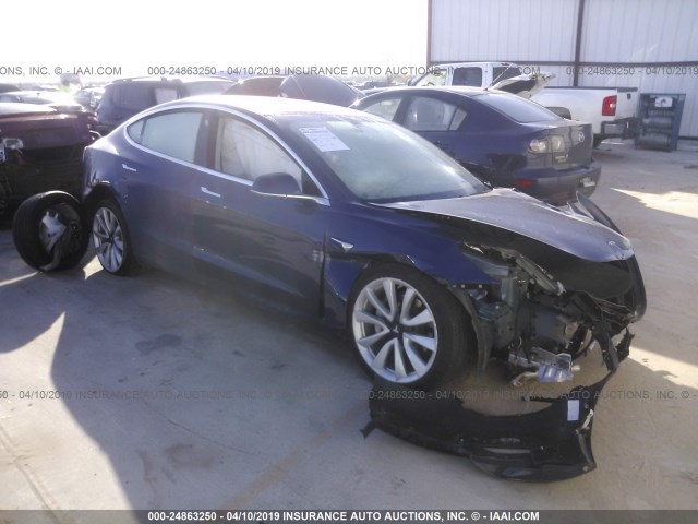 5YJ3E1EA2JF008092 - 2018 TESLA MODEL 3 BLUE photo 1