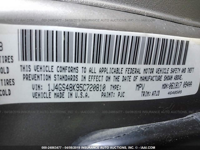 1J4GS48K95C720810 - 2005 JEEP GRAND CHEROKEE LAREDO/COLUMBIA/FREEDOM 棕色 照片 9