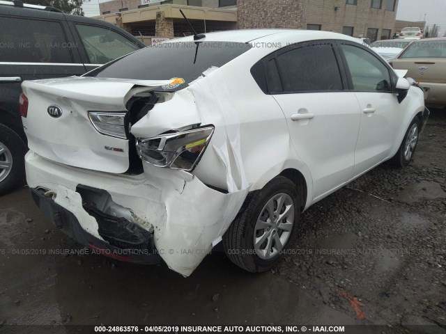 KNADN4A36E6401685 - 2014 KIA RIO EX WHITE photo 4