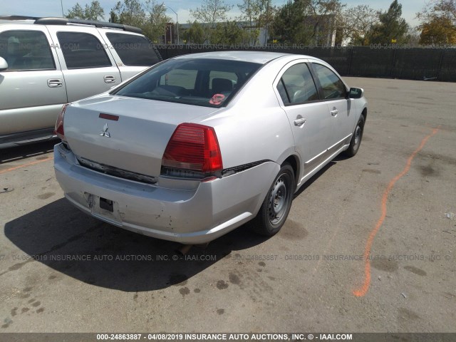 4A3AB36F86E014037 - 2006 MITSUBISHI GALANT ES MEDIUM/LS MEDIUM SILVER photo 4