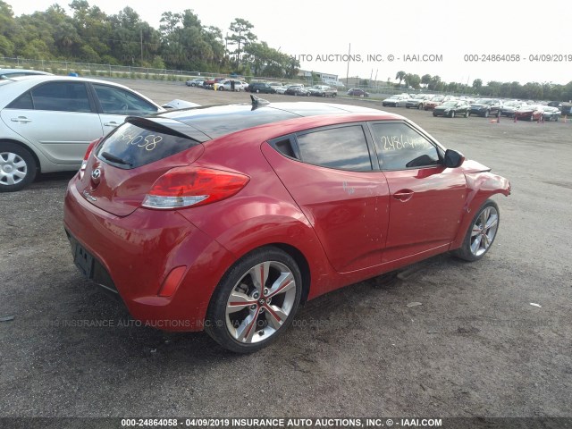 KMHTC6AD1GU293821 - 2016 HYUNDAI VELOSTER RED photo 4