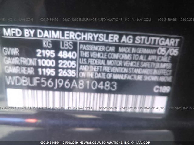 WDBUF56J96A810483 - 2006 MERCEDES-BENZ E 350 GRAY photo 9