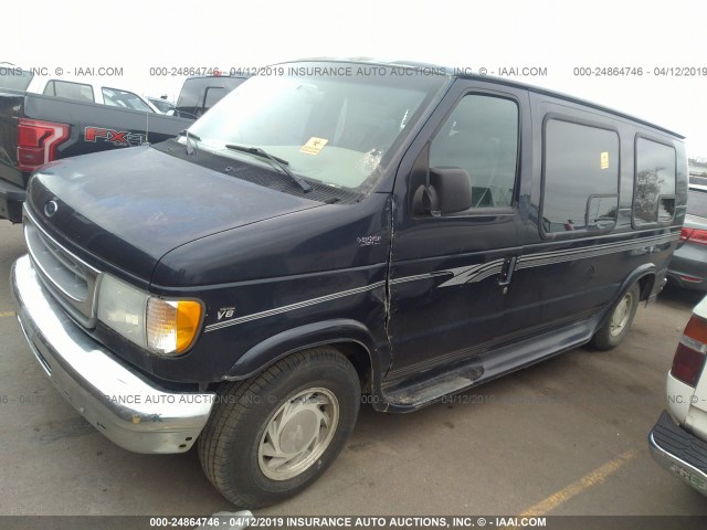 1FDRE14W7YHA52778 - 2000 FORD ECONOLINE E150 VAN BLUE photo 2