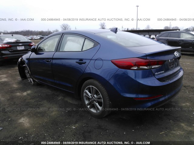 5NPD84LF0JH254989 - 2018 HYUNDAI ELANTRA SEL/VALUE/LIMITED BLUE photo 3