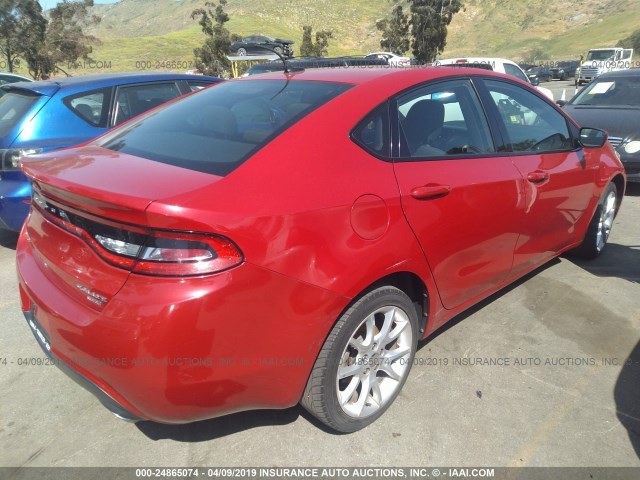 1C3CDFBH8DD691305 - 2013 DODGE DART SXT RED photo 4