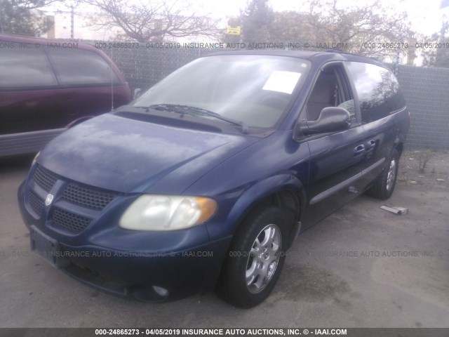 2D4GP44L83R188706 - 2003 DODGE GRAND CARAVAN SPORT BLUE photo 2