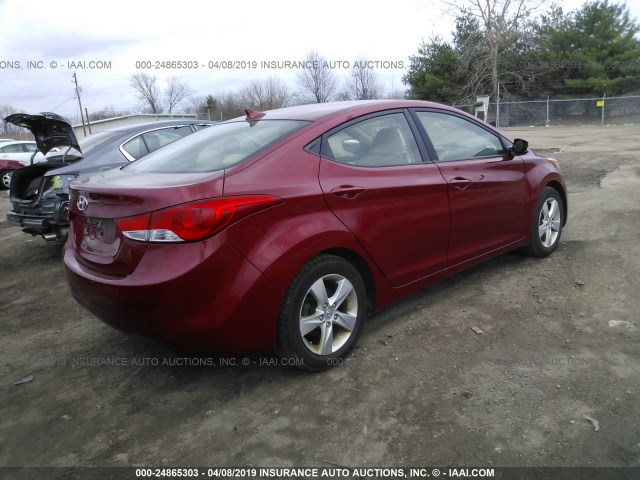 KMHDH4AE6CU298946 - 2012 HYUNDAI ELANTRA GLS/LIMITED RED photo 4