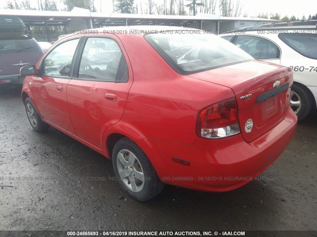 KL1TD52645B409802 - 2005 CHEVROLET AVEO LS RED photo 3