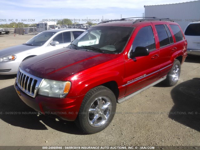 1J8GW68J14C109884 - 2004 JEEP GRAND CHEROKEE OVERLAND RED photo 2