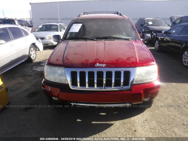 1J8GW68J14C109884 - 2004 JEEP GRAND CHEROKEE OVERLAND RED photo 6