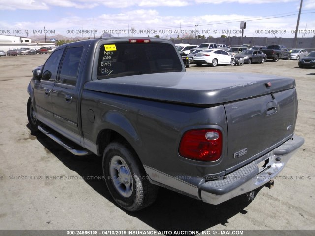 1FTRW07683KD50789 - 2003 FORD F150 SUPERCREW GRAY photo 3