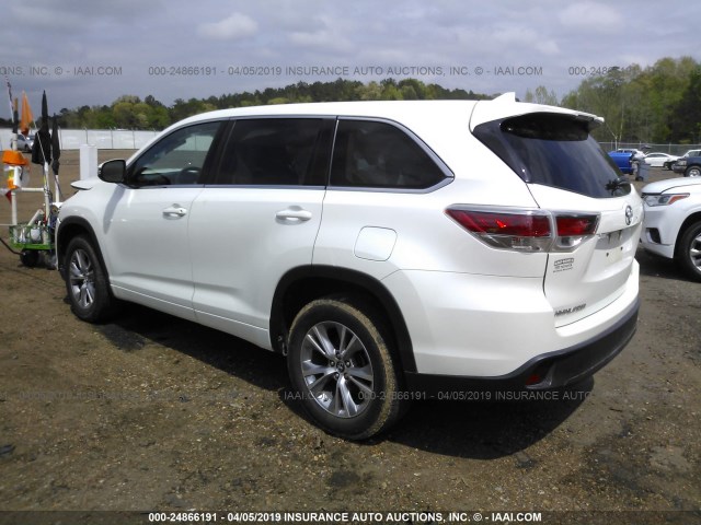 5TDZKRFHXGS185958 - 2016 TOYOTA HIGHLANDER LE/LE PLUS WHITE photo 3