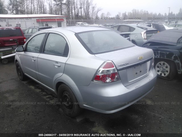 KL1TD56617B052608 - 2007 CHEVROLET AVEO LS SILVER photo 3