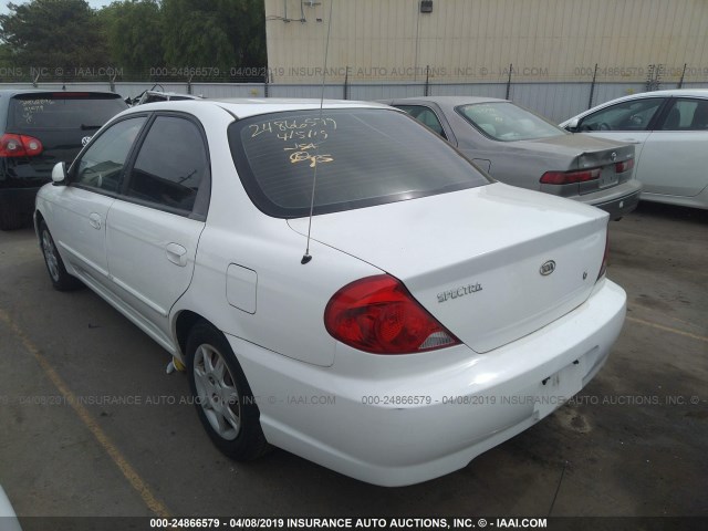 KNAFB121235225167 - 2003 KIA SPECTRA LS WHITE photo 3