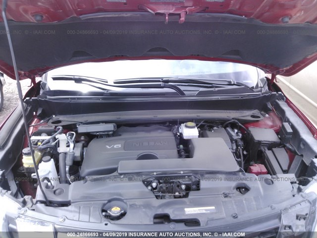 5N1DR2MM0JC625557 - 2018 NISSAN PATHFINDER S/SV/SL/PLATINUM RED photo 10