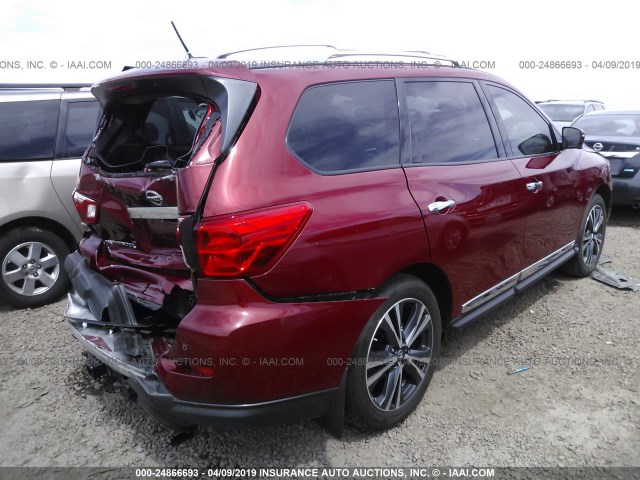 5N1DR2MM0JC625557 - 2018 NISSAN PATHFINDER S/SV/SL/PLATINUM RED photo 4