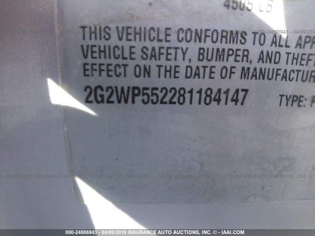 2G2WP552281184147 - 2008 PONTIAC GRAND PRIX 银色 照片 9