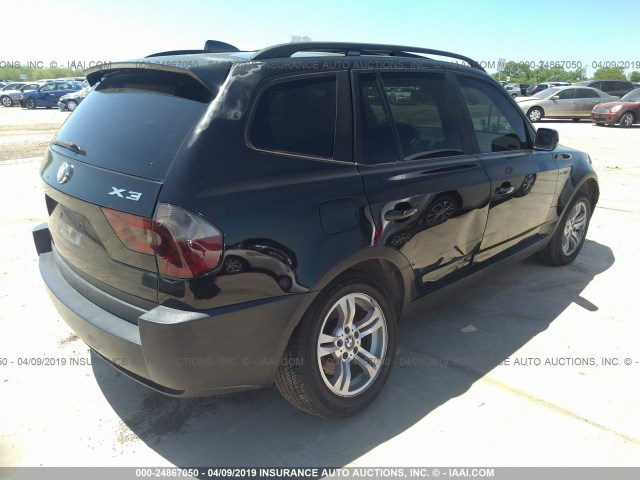 WBXPA93454WA64168 - 2004 BMW X3 3.0I BLACK photo 4