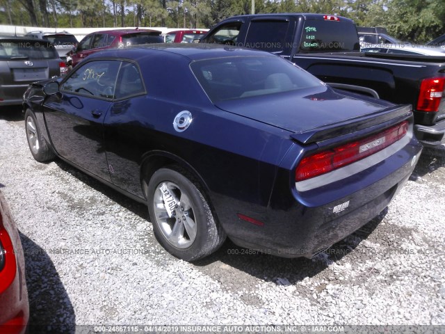 2C3CDYAG3EH311246 - 2014 DODGE CHALLENGER SXT BLUE photo 3