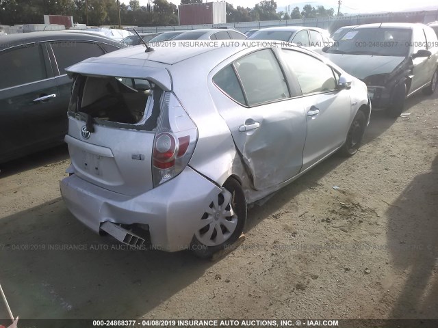 JTDKDTB37E1073115 - 2014 TOYOTA PRIUS C SILVER photo 4