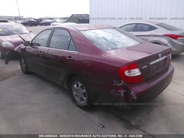 4T1BE32K13U256828 - 2003 TOYOTA CAMRY LE/XLE/SE MAROON photo 3