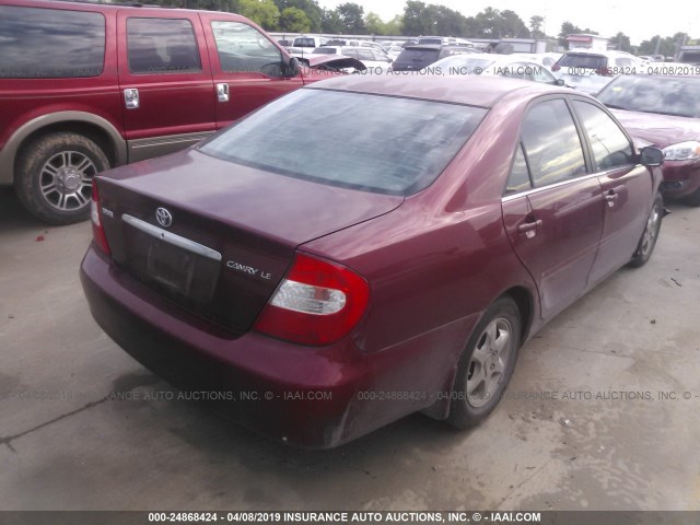 4T1BE32K13U256828 - 2003 TOYOTA CAMRY LE/XLE/SE MAROON photo 4