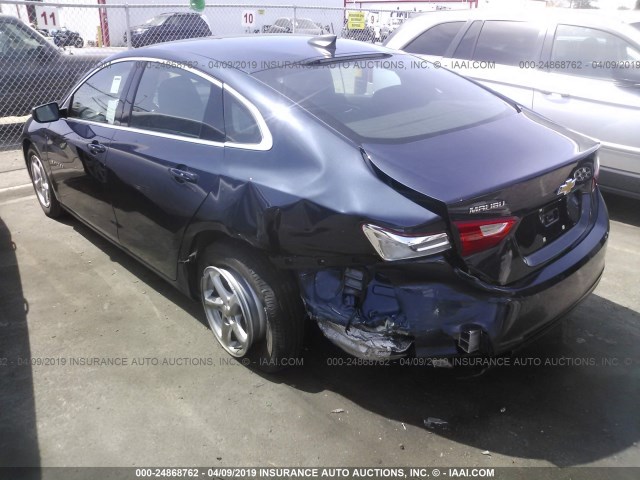1G1ZB5ST5JF205827 - 2018 CHEVROLET MALIBU LS BLUE photo 3